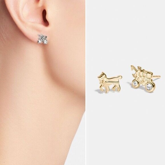 ❤︎ COACH ❤︎ 90715 Demi-Fine Horse And Carriage Stud Earring - Picture 1 of 6